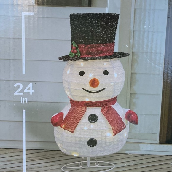 Collapsible Lighted Pop Up Christmas Snowman Decorations w/Lights, Hat, Scarf... - Picture 2 of 3